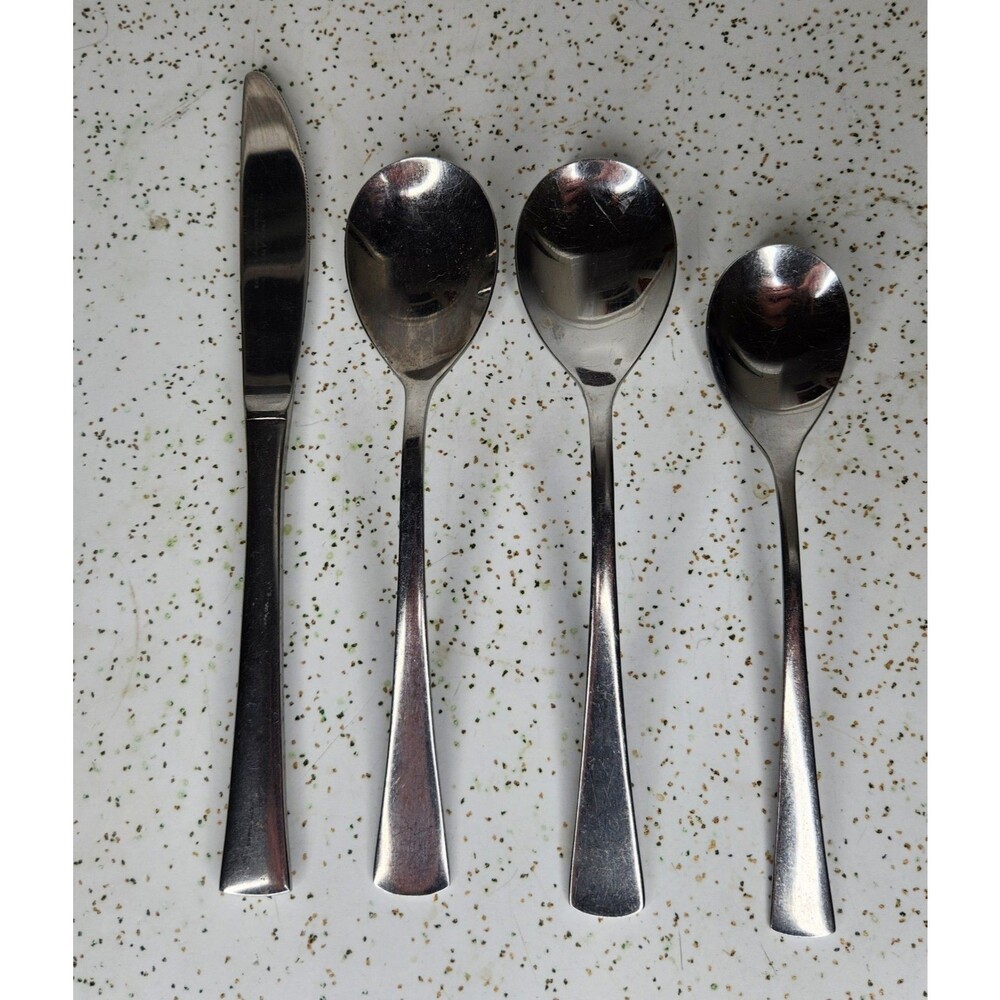 Barclay Geneve Rare Stainless Flatware MCM Teardrop Korea Lot of 4